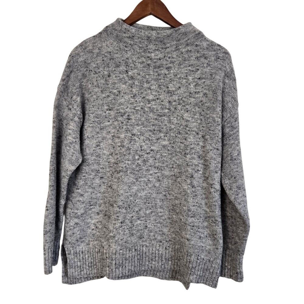 Light Academia Cabincore Gray Mock Neck Cottagecore Wool Blend Sweater Medium